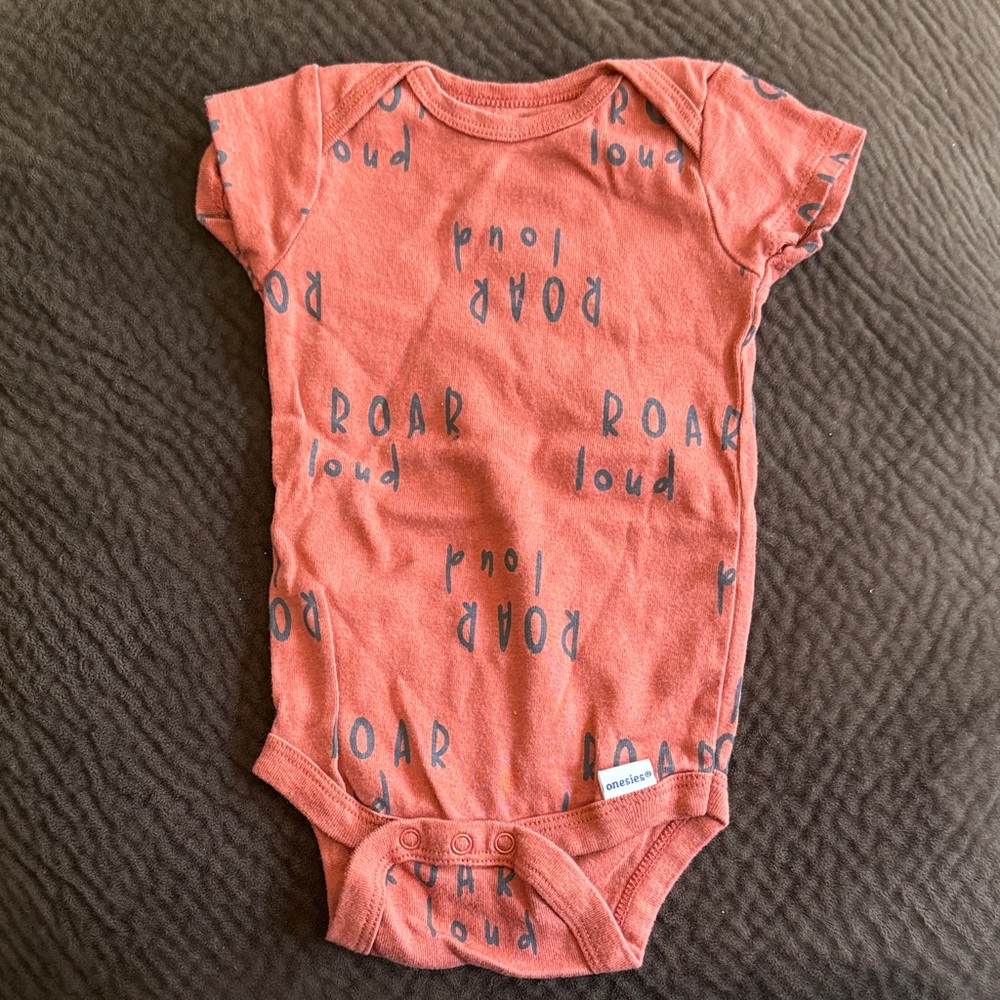 Rust Orange 'Roar Loud' Cotton Baby One-Piece
